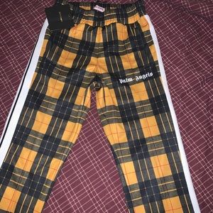 palm angels yellow tartan track pants